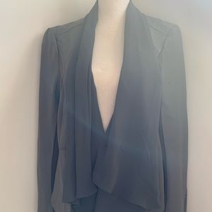 Black Noir faux leather jacket with chiffon scarf